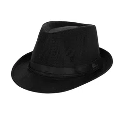 Infispace Men Black Self Design Fedora Hat-56
