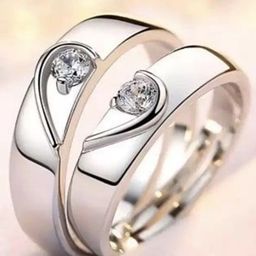 Omaya Jewels Set of 2 Silver-Plated Artificial Stone-Studded Couple Finger Rings-image-88