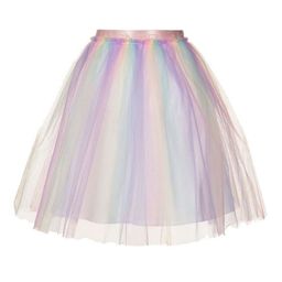 AIGNER Girls Rainbow Self-Design Tulle Flared Maxi Skirt-image-61