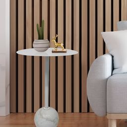 Metalsmith White Marble Round Bedside Table-22