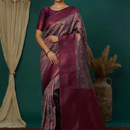 Mitera Ethnic Motifs Zari Banarasi Saree-50