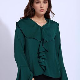 DressBerry Bell Sleeve Ruffles Satin Top-picture-50