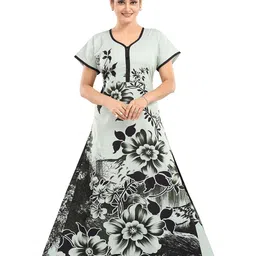 CINCO Women Floral Printed V-Neck Regular Maxi Nightdress-picture-21