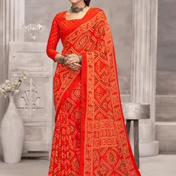 KALINI Orange Chiffon Printed Daily Wear Saree-picture-10