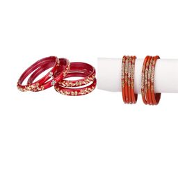 SOMIL Set Of 12 Glass Artificial Stones and Beads Bangles-image-21
