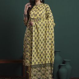 Yufta Women Floral Printed Regular Pure Cotton Kurta with Trousers & Dupatta-picture-13