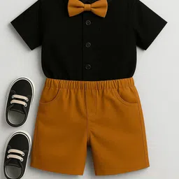 FABMYTRA Infant Pure Cotton Shirt With Shorts & Bow Tie-picture-14