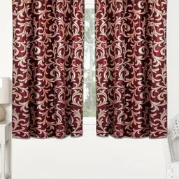 Lunar Days Maroon 2 Pieces Printed Room Darkening Window Curtain-image-42