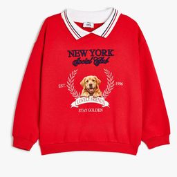Koton Girls Printed Shirt CollarLong Sleeves Sweatshirt-picture-19