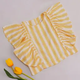Pantaloons Junior Girls Striped Printed Flared Sleeve Top-57