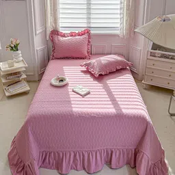 JC HOME Pink Double Bed Superking Cover With Pillow Covers-image-61