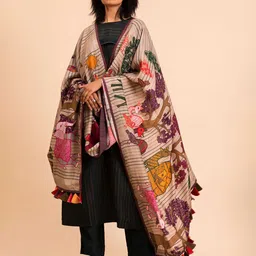 UDD Ethnic Motifs Printed Linen Dupatta-11