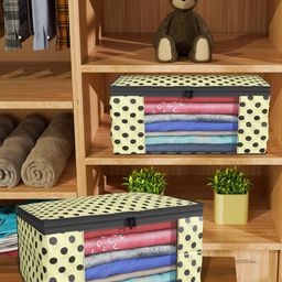 Kuber Industries Cream & Blue 12 Pieces Printed Foldable Multi Utility Organisers-13