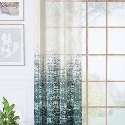 Story@home Aurum Teal & White Abstract Sheer Long Door Curtain-image-4