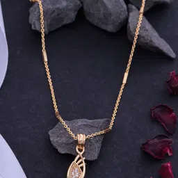 Ramdev Art Fashion Jwellery Gold-Plated Stone-Studded House-Shaped Pendant Chain-picture-44
