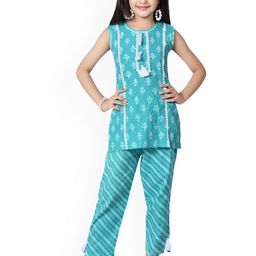 BAESD Girls Floral Printed Regular Thread Work Kurta with Trousers-picture-19