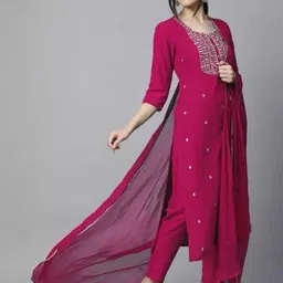 ANJANA NX Women Pink Viscose Rayon Kurta Sets-picture-38