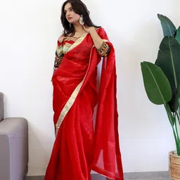 Anouk Solid Organza Saree-54