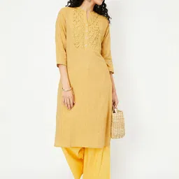 max Women Geometric Flared Sleeves Sequinned Kurta-25