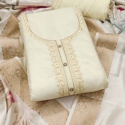 DIVASTRI Floral Embroidered Thread Work Organza Unstitched Dress Material-image-89