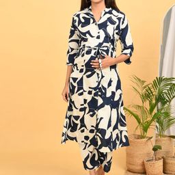GOLDSTROMS Women Maternity Printed Regular Pure Cotton Kurta with Trousers-image-94