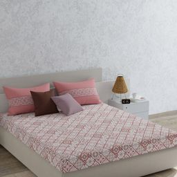 MYTRIDENT Utsav Pink & White Floral 120 TC Queen Bedsheet Set 2.28 m x 2.54 m-image-70