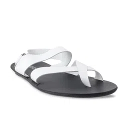 Mochi Men White & Black Leather Sandals-picture-17