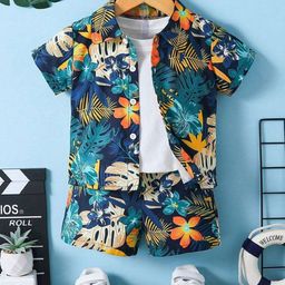 JAHA STORE Boys Floral Printed Spread Collar Cotton Casual Shirt-picture-31