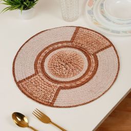 HOSTA HOMES Peach-Colored & Beige Digital Printed Pure Cotton Table Placemat-6