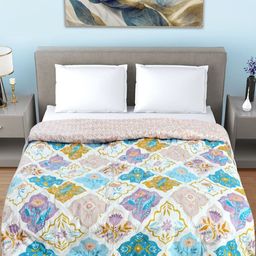 FABINALIV Blue & White Ethnic Motifs Mild Winter 350 GSM Double Bed Comforter-image-99