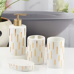 Kookee Multicoloured 4 piece Abstract Ceramic Bath Accessories Set-30