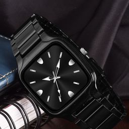 SZN Men Patterned Dial & Stainless Steel Straps Analogue Watch Thar BlackSZN-33
