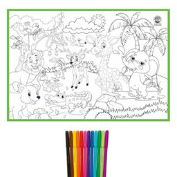 Ratnas DIY Colouring Mat With Sketch Pens Jungle Theme  - Multicolour image 5