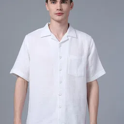 DON VINO Men Comfort Cuban Collar Textured Cotton Slim Fit Casual Shirt-picture-29