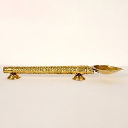Exotic India Gold-Toned Yagya Spoon Pouring Ghee Brass Pooja Essentials-image-51