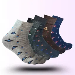 MJE 5-Pcs Patterned Cotton Ankle Length Socks-image-20