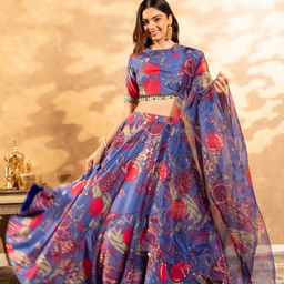Kaizen TEXO FAB Printed Satin Semi-Stitched Lehenga & Unstitched Blouse With Dupatta-picture-22