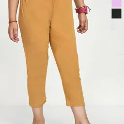 BAESD Girls Pack of 4 Solid Slim Fit High-Rise Cotton Capris-image-82