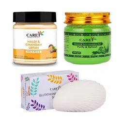 CARET ORGANIC Chandan Ubtan Face Pack, Aloevera Gel & Glutathione Vitamin C Soap Combo-image-64