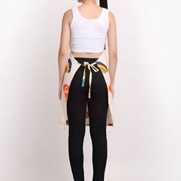 Arrabi Cream Coloured & Orange Coloured Printed Cotton Aprons With 2 Patch Pockets image 4
