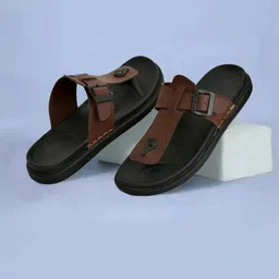 VATELIO Men Brown Synthetic Slip-On Casual Sandals-picture-0