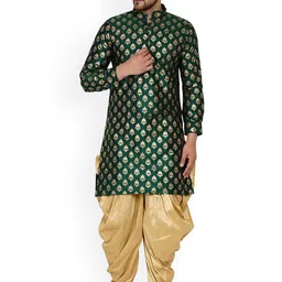 VEERA PARIDHAAN Men Floral Regular Kurta with Dhoti Pants-picture-36