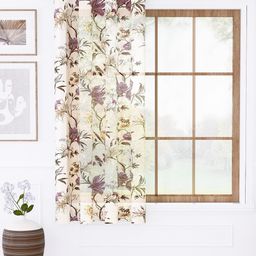 Story@home Cream-Coloured & Purple Floral Sheer Window Curtain-50
