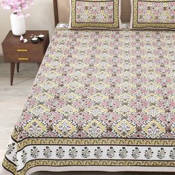 Myntra Elegant Homes Pink Printed Pure Cotton 180 TC King Bedsheet Set 2.75 x 2.25 m-image-50