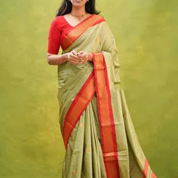 yourwish Woven Design Zari Silk Cotton Kanjeevaram Saree-image-45