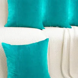 IVAZA Blue Set of 4 Velvet Square Cushion Covers-21