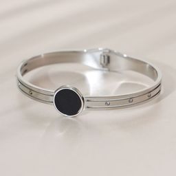 STYOLLO Silver-Plated Artificial Stone Studded Anti Tarnish Bangle-Style Bracelet-image-90