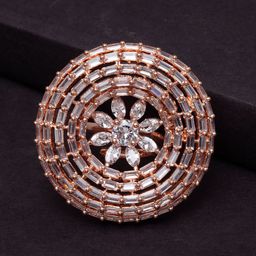 PANASH Rose Gold-Plated White Stone-Studded Finger Ring-image-46