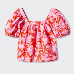 Mango Kids Floral Print Puff Sleeve Top-image-56