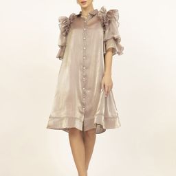 LELA Bell Sleeve Ruffled Shirt Dress-image-28
